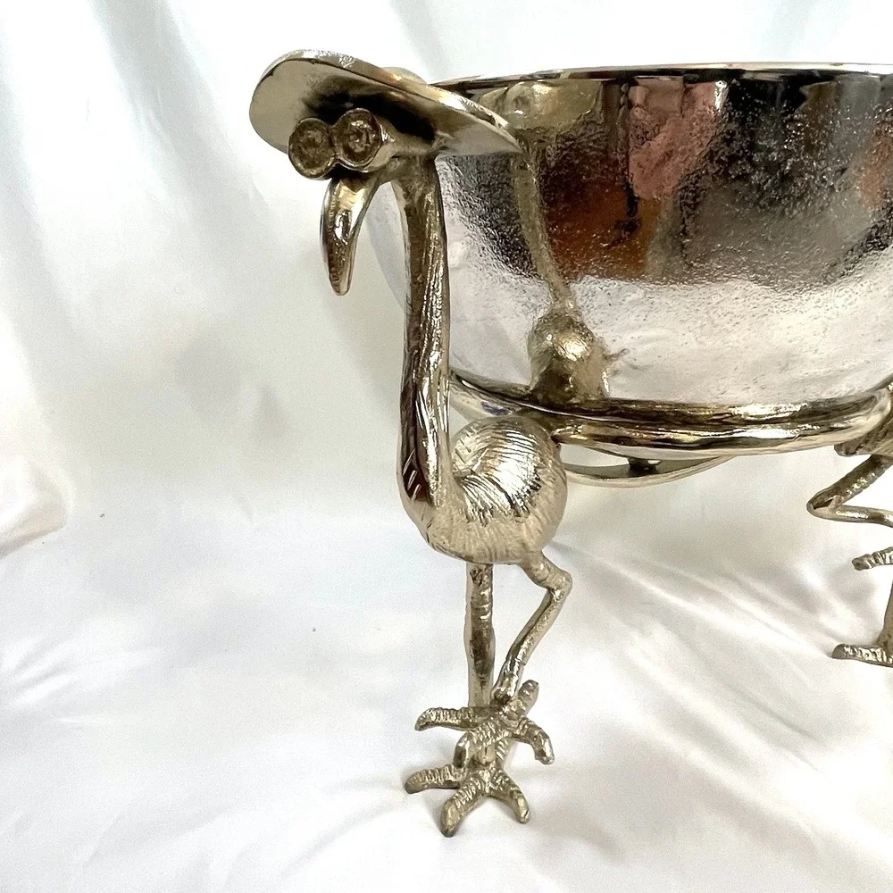 Flamingo Metal Bowl. Serving Bowl, Catch All Bowl Punch Bowl Ice Bucket India